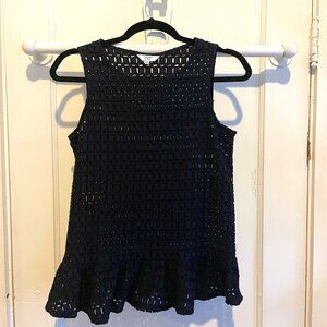 Crown and Ivy | Women’s Navy Eyelet Top | XS